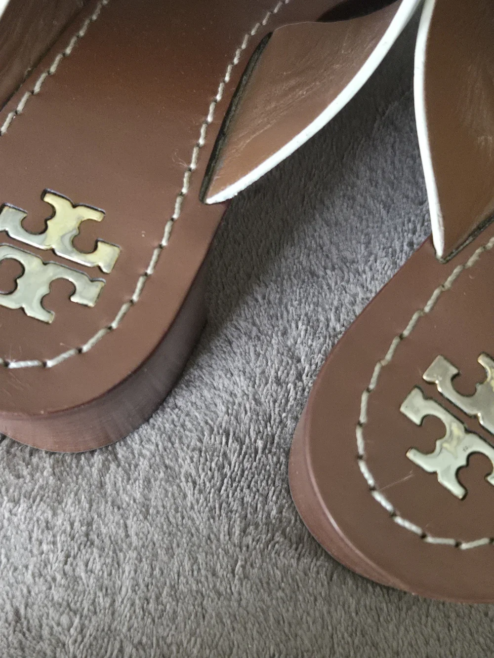 Tory Burch White Leather Crisscross Slide Sandals